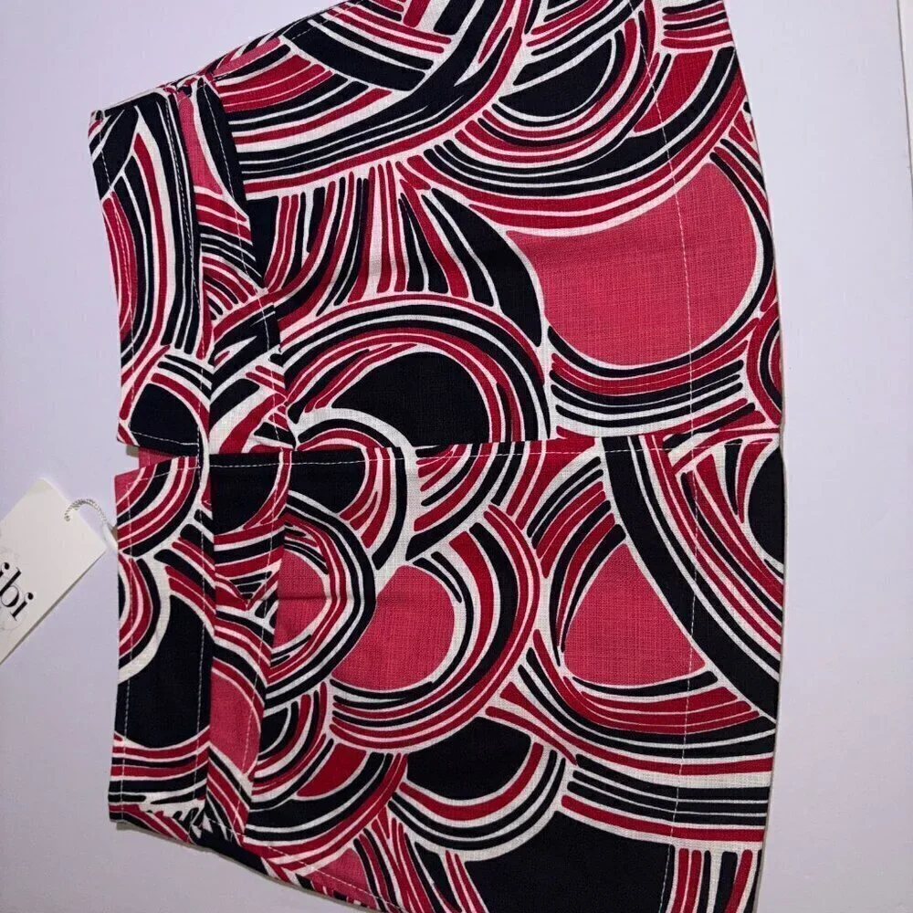 NEW W/ TAGS Tibi Red Pink Black Button Front Skirt Size 2